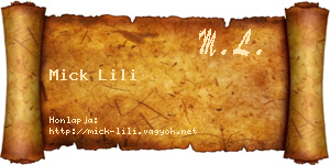 Mick Lili névjegykártya